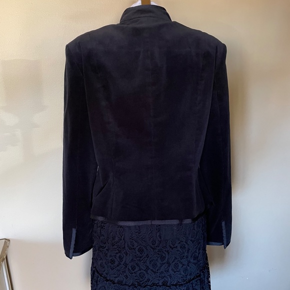 Style & Co. Black Corduroy Satin Trim Hidden Snap Front Jacket - Picture 8 of 11